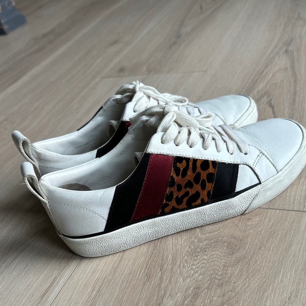 Diane Von Furstenberg White and Leopard Sneakers